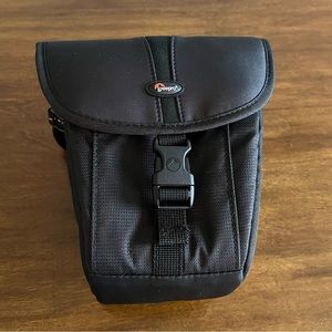 Black LowePro holster camera bag